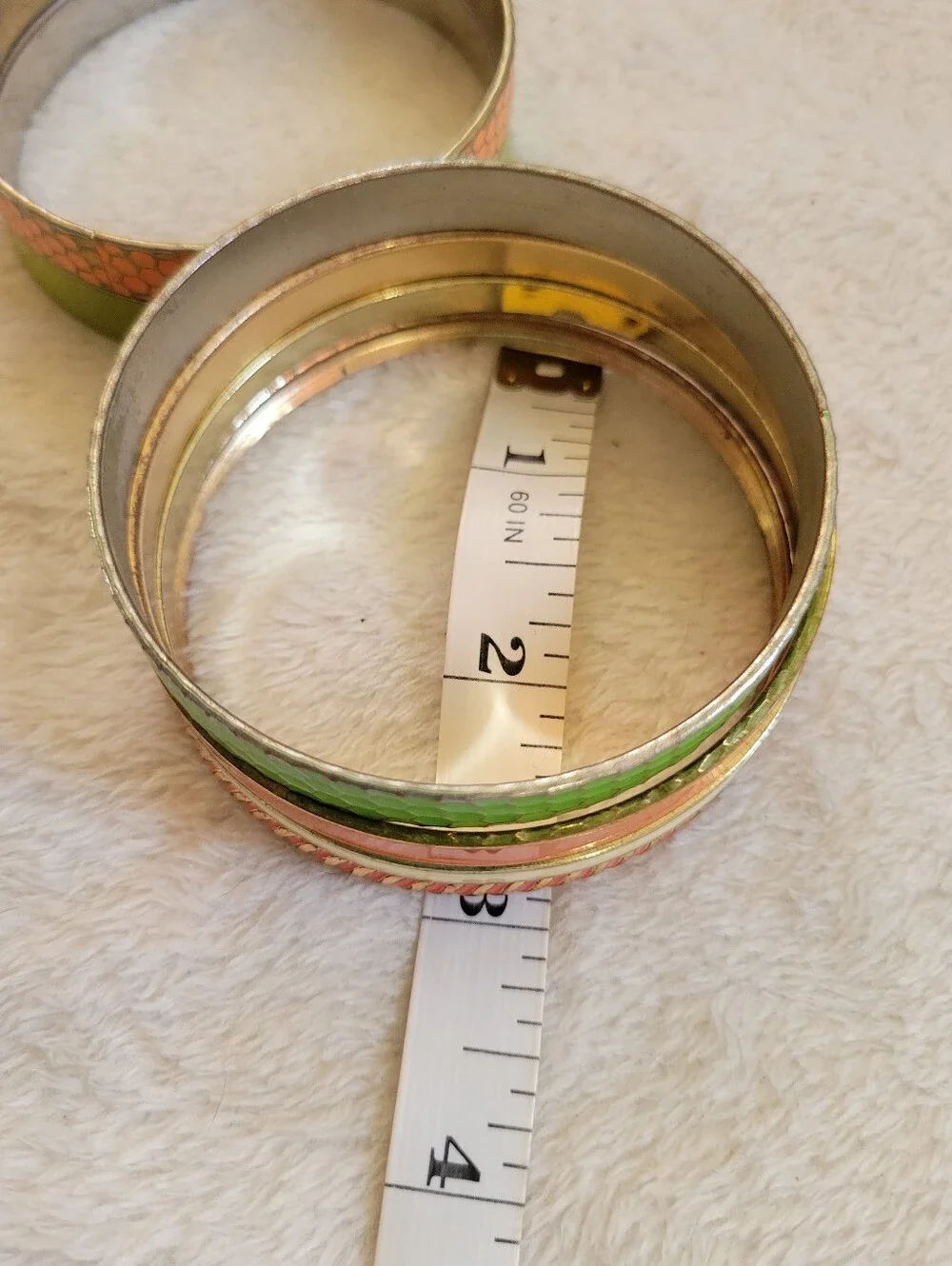 Mixed Gold Tone Orange/Green Stackable Enamel Bangle Bracelet Bundle [6pc]